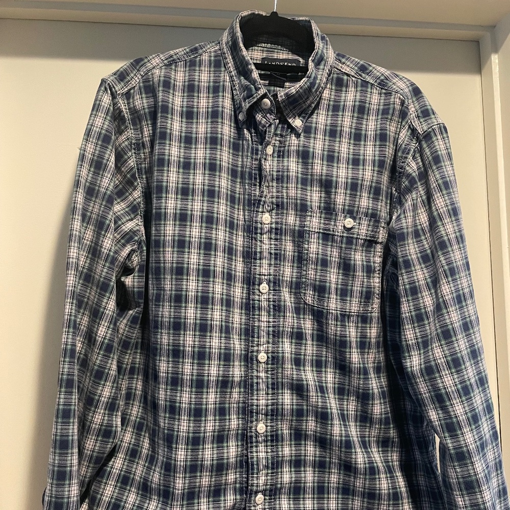 Men’s Lands End Plaid Casual Button-Up